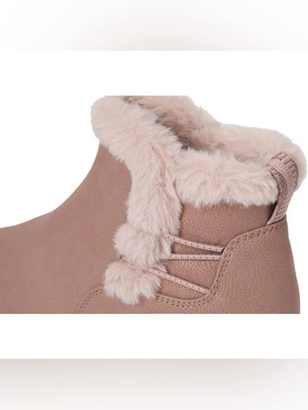 Clarks Women's Breeze Fur Round Toe Booties Mauve Pink Size 9.5M
